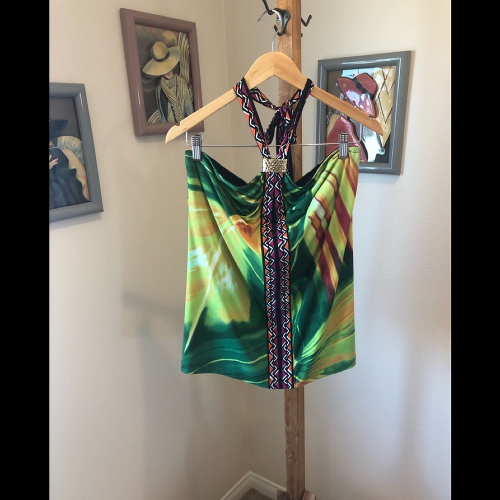 NEW polyester open back halter top